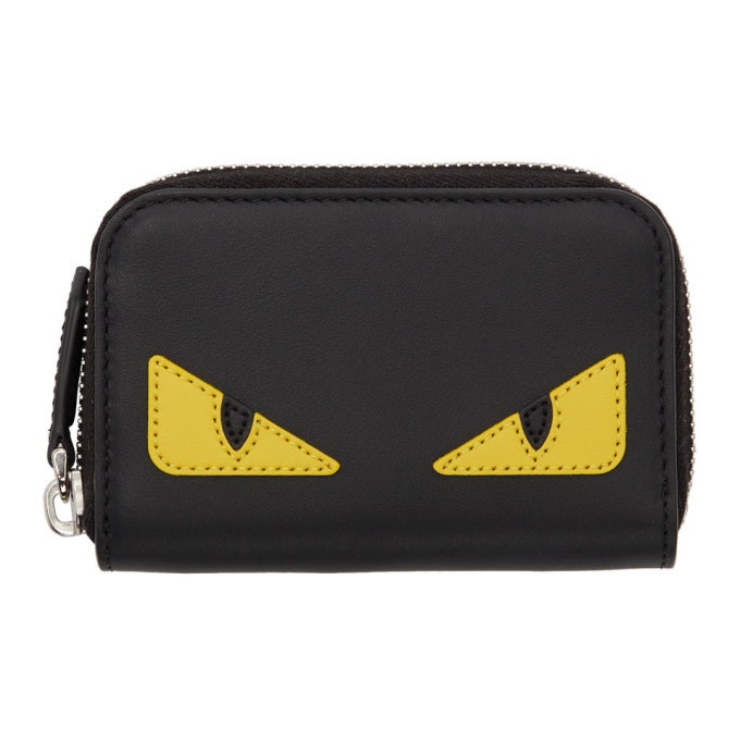 Photo: Fendi Black Small Bag Bugs Zip Around Wallet
