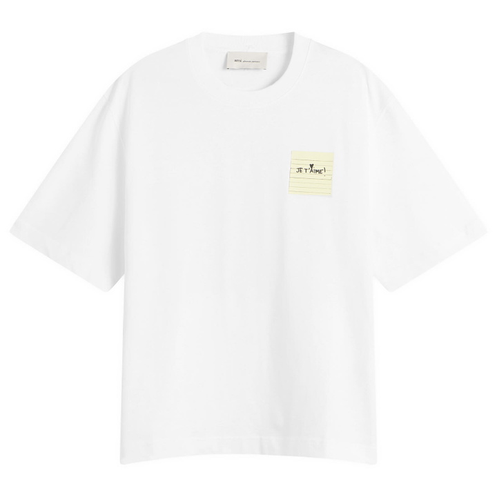 Photo: AMI Paris Men's Post It Je T'Aime T-Shirt in Blanc
