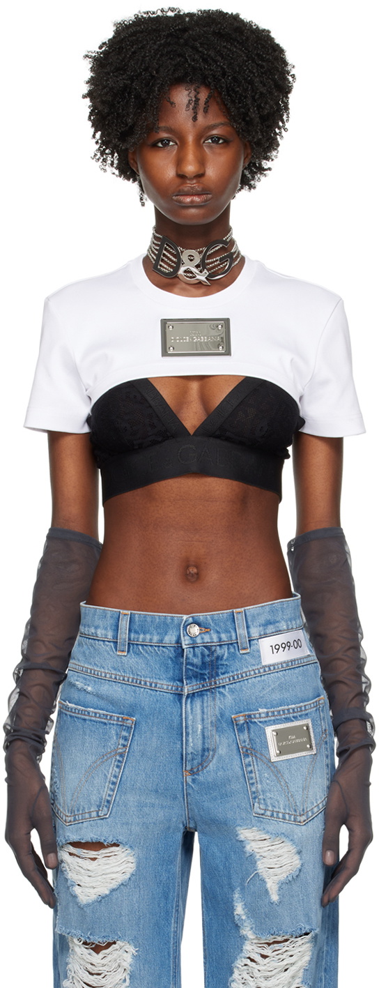 Dolce & Gabbana White Kim Kardashian Edition Cropped T-Shirt Dolce