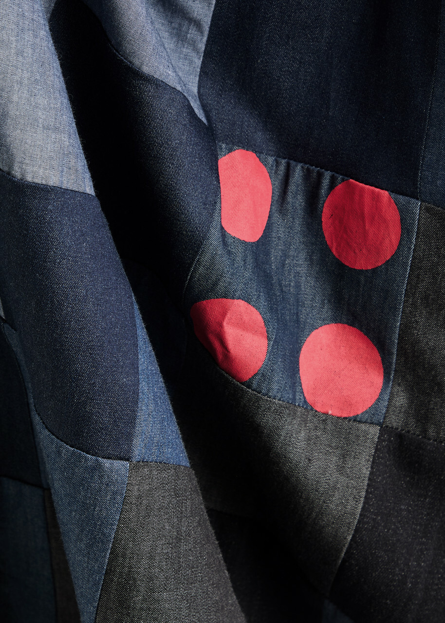 Lovebirds Checked Cotton Midi Dress Blue