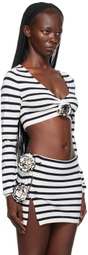 Jean Paul Gaultier White & Navy 'The Flower' Long Sleeve T-Shirt