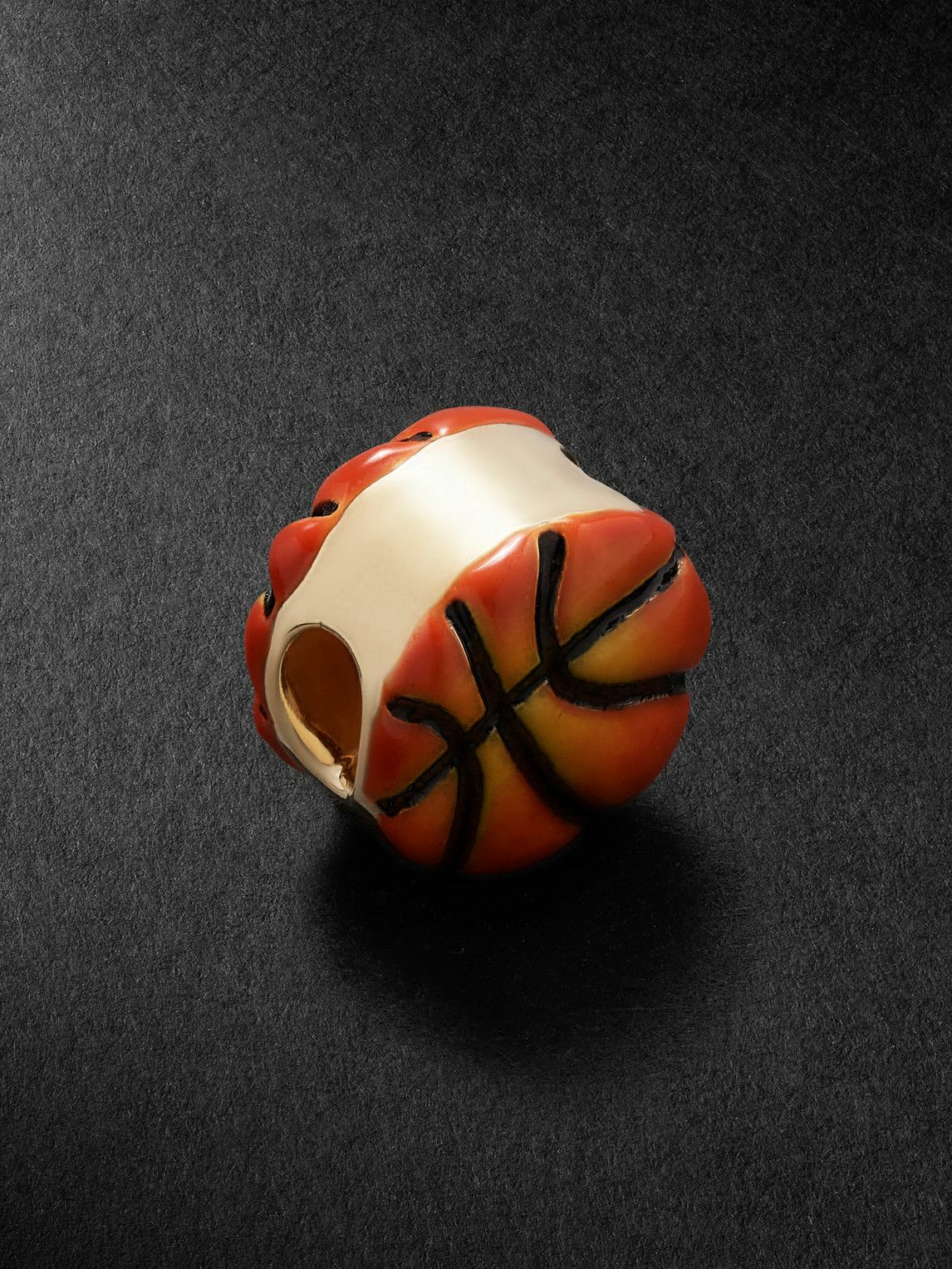 Greg Yuna - Basketball 14-Karat White Gold and Enamel Pendant