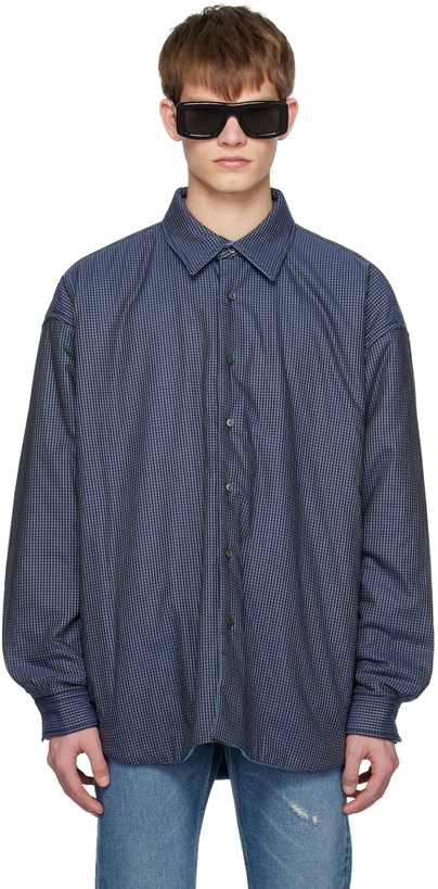 Photo: Acne Studios Blue Tattersall Reversible Shirt