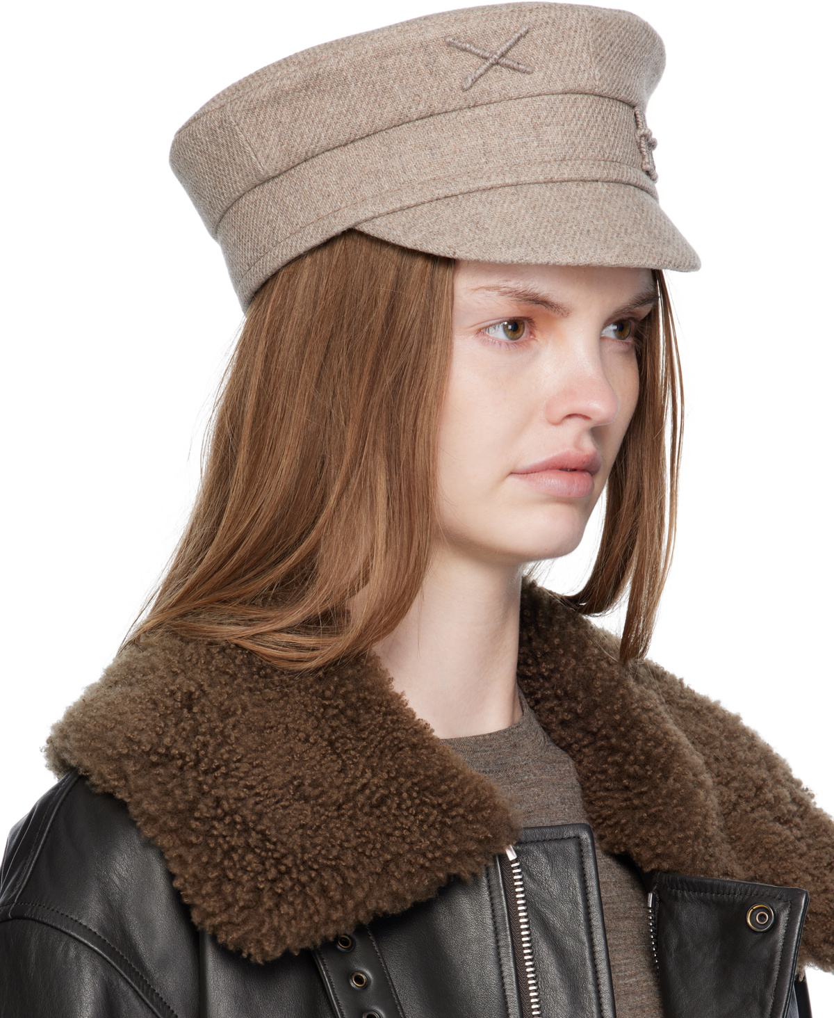 Ruslan Baginskiy Beige Logo-Embellished Baker Boy Cap