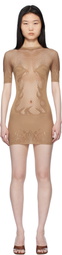 Poster Girl Beige Pin Up Fishnet Bodycon Minidress