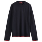Gucci Men's Fine Gauge Wool Crew Neck Knit in Ink/Green/Red