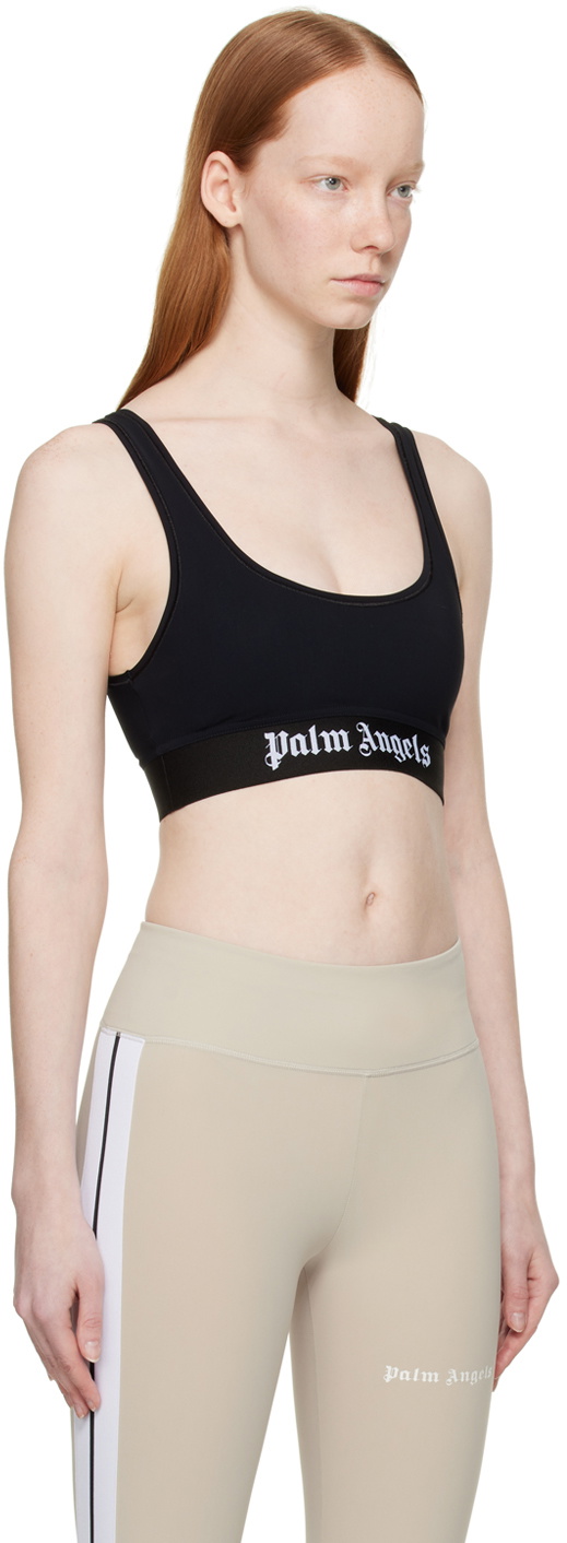 Palm Angels Black Jacquard Sport Bra Palm Angels