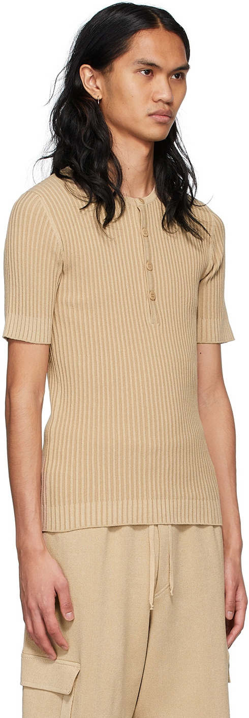 ANDREĀDAMO SSENSE Exclusive Beige Viscose Henley