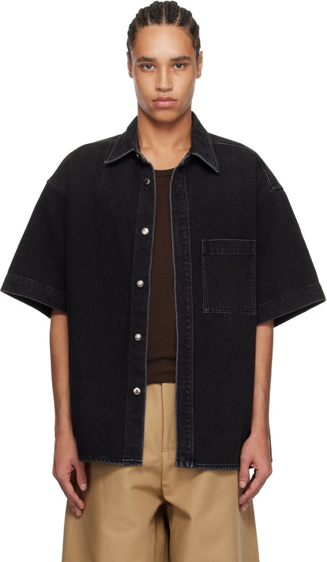 Photo: WOOYOUNGMI Black Palm Tree Denim Shirt