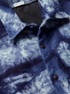 Post-Imperial - Ikeja Satin-Trimmed Tie-Dyed Cotton-Canvas Jacket - Blue