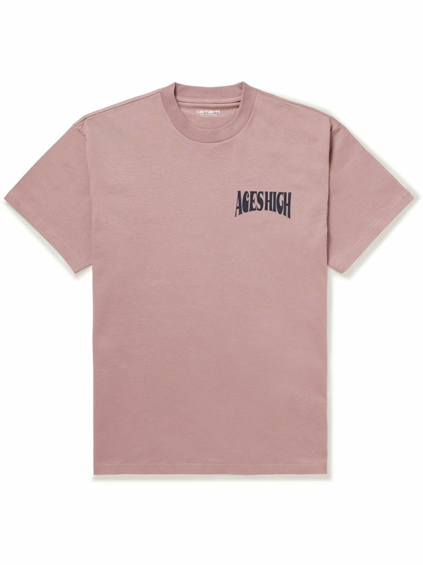 Photo: Carhartt WIP - Aces Logo-Embroidered Printed Organic Cotton-Jersey T-Shirt - Pink