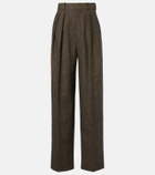 Saint Laurent Herringbone wool-blend wide-leg pants