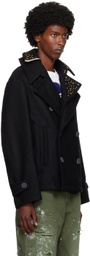 kolor Black Double Lapel Peacoat