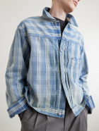 A.PRESSE - Checked Denim Jacket - Blue