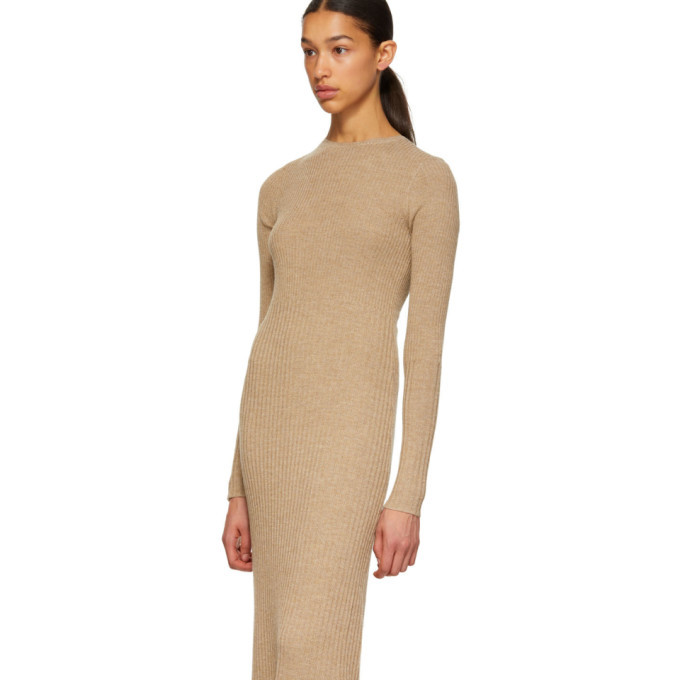 toteme beige dress Toteme // Beige Cotton Gathered T-Shirt Dress  VSP Consignment
