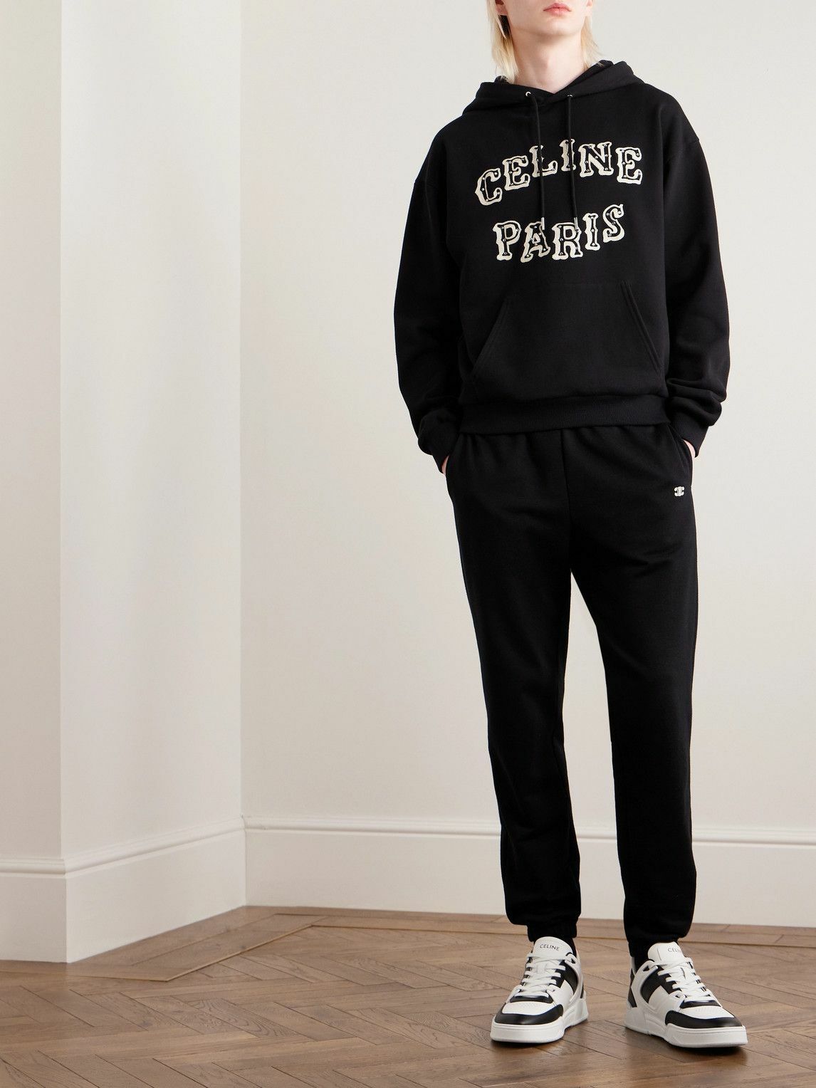 CELINE - Tapered Cotton and Cashmere-Blend Jersey Sweatpants - Black