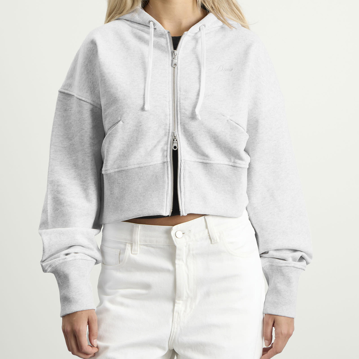 Dime Women's Cropped Hoodie in Ash