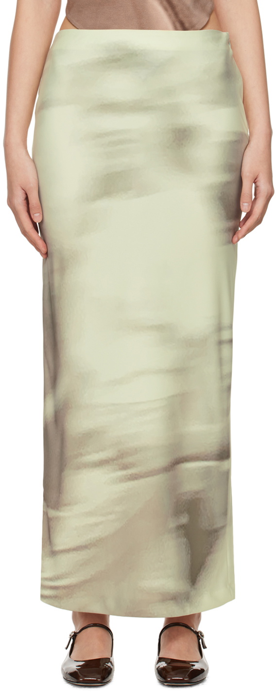 ELLISS Green Motion Blur Tint Maxi Skirt