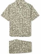 Desmond & Dempsey - Camp-Collar Floral-Print Linen Pyjama Set - Neutrals