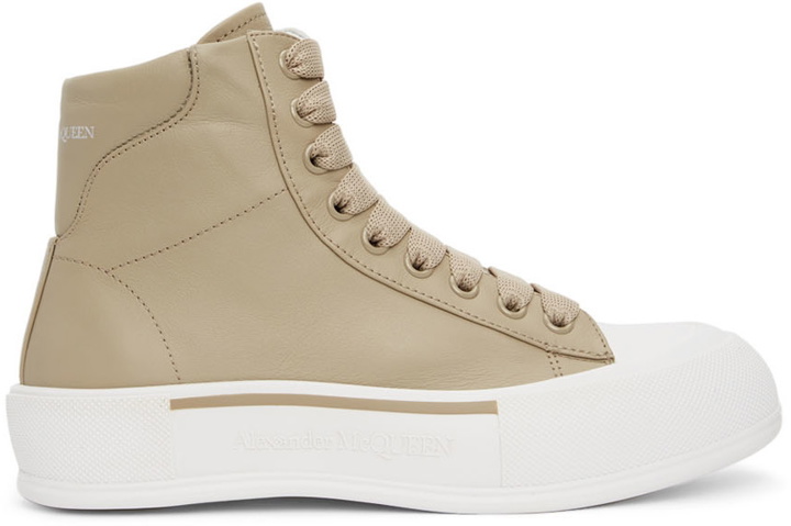 Photo: Alexander McQueen Beige High-Top Sneakers