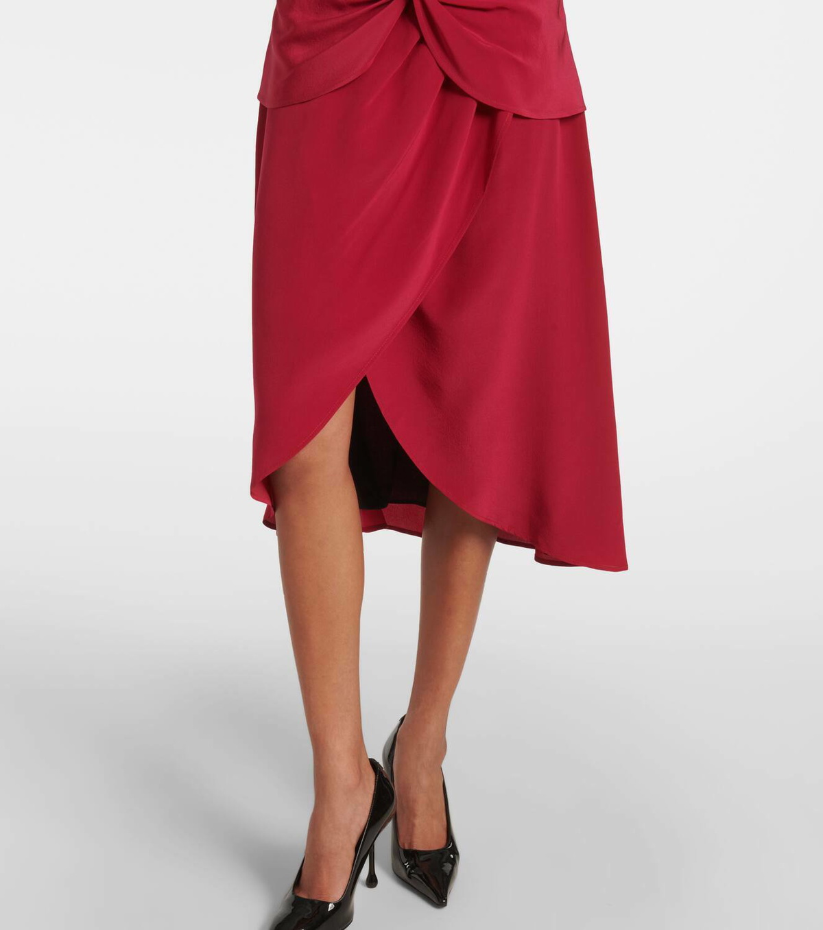 NINA RICCI ワンピース Gathered silk crepe midi dress945618 Nina Ricci Gathered silk crêpe midi dress Nina Ricci