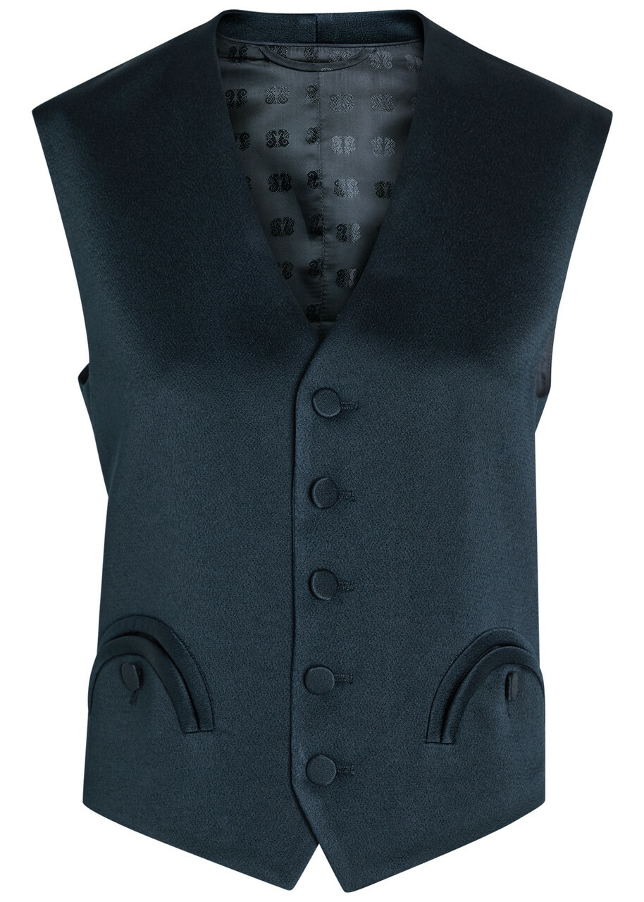 Blaze Milano Feral Satin-crepe Waistcoat Dark Blue