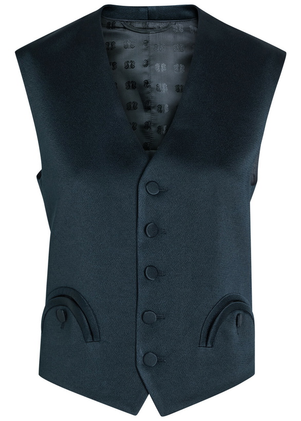 Photo: Blaze Milano Feral Satin-crepe Waistcoat Dark Blue