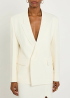 Victoria Beckham Double-breasted Twill Blazer Ivory