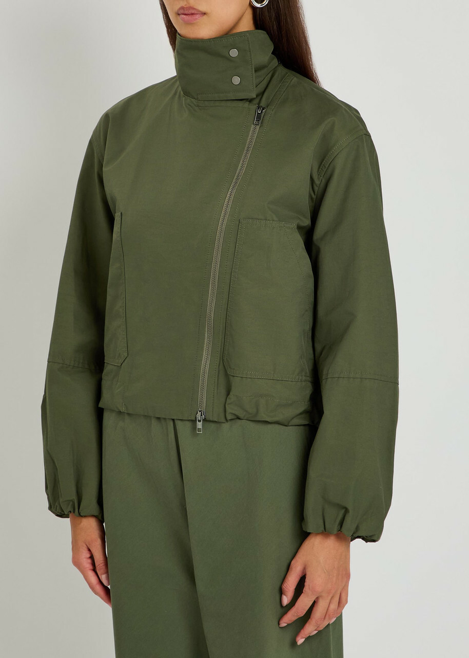 Vince Sculpted Cotton-blend Poplin Jacket Khaki
