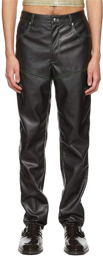 Photo: Eckhaus Latta Black Faux-Leather Paneled Pants