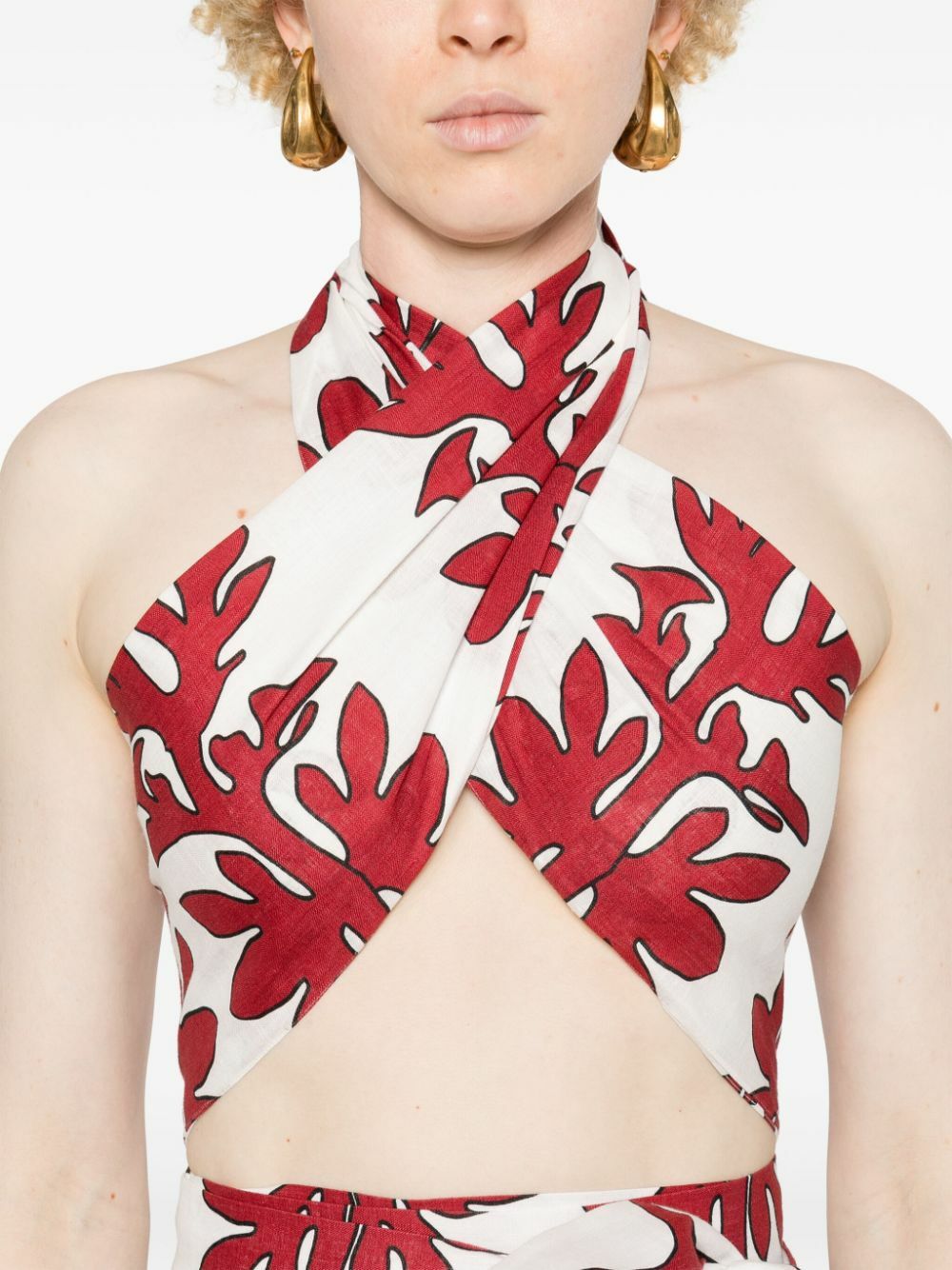 Maison La Plage Red Tuscany Cotton Skirt And Top Set