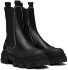 GANNI Black Leather Chelsea Boots