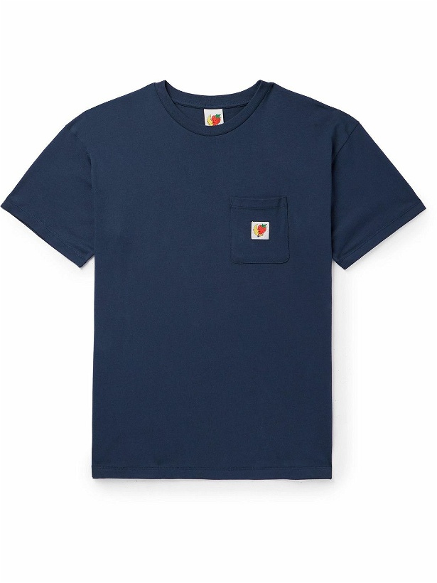 Photo: SKY HIGH FARM - Logo-Appliquéd Organic Cotton-Jersey T-Shirt - Blue