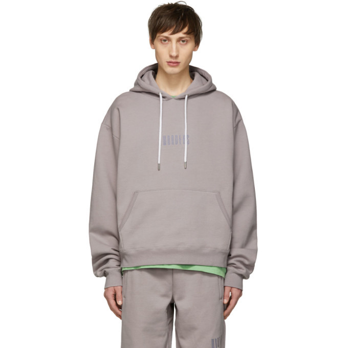 Wonders SSENSE Exclusive Grey Embroidered Logo Hoodie Wonders