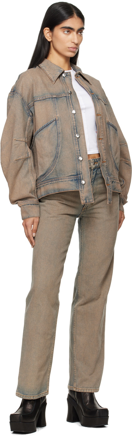 【関税込み】Eckhaus Latta ブルー EL Redux デニムジャケット Eckhaus Latta: Blue 'EL' Redux Denim Jacket | SSENSE