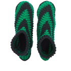 Homework Men's Hand Knitted Slipper in Black/Green