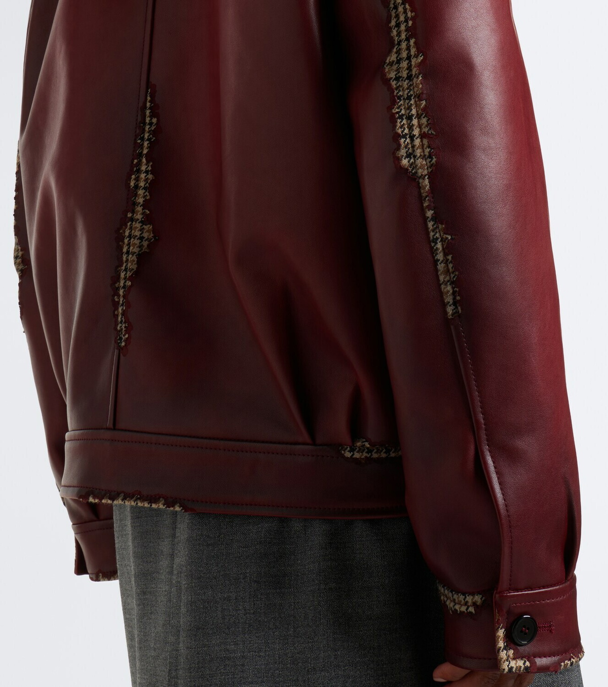 Prada Distressed houndstooth leather jacket
