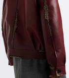 Prada Distressed houndstooth leather jacket
