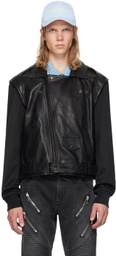 Balmain Black Belted Leather Jacket