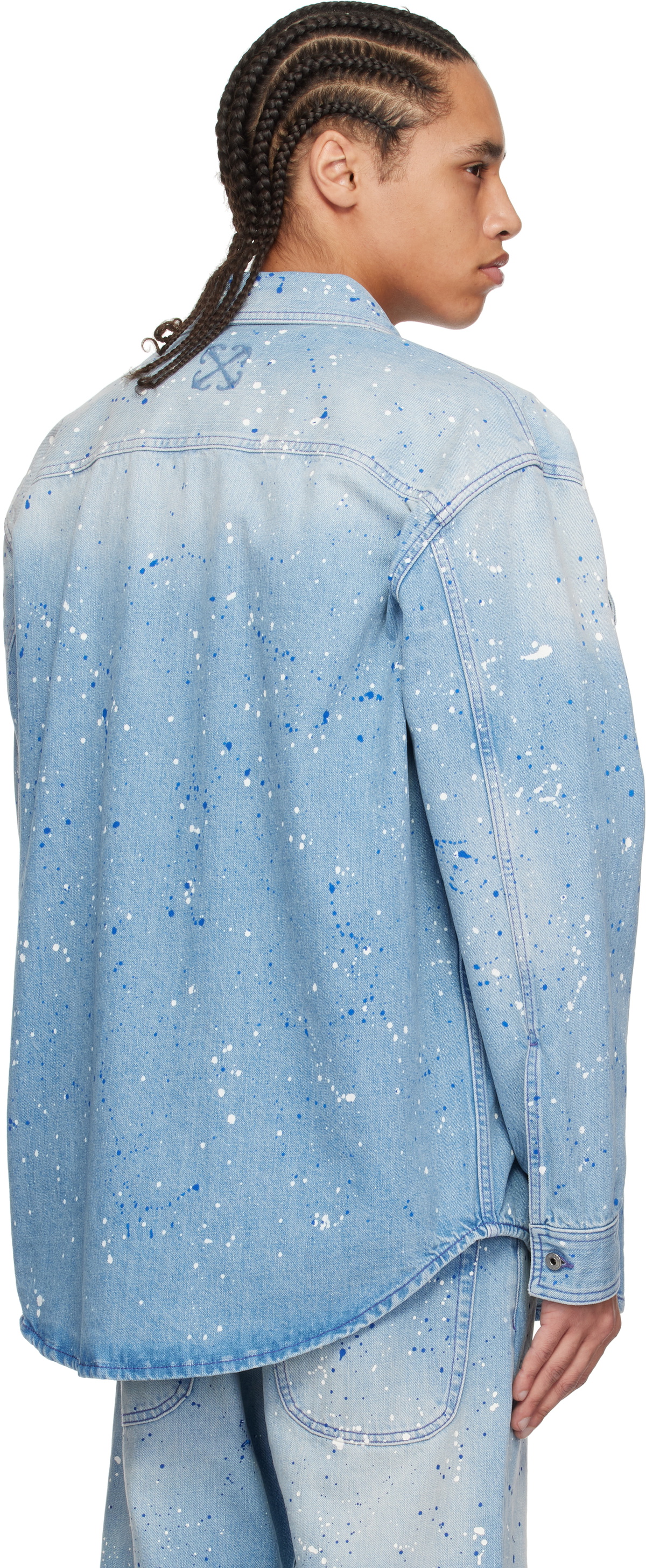 Off-White Blue Paint Splatter Denim Jacket