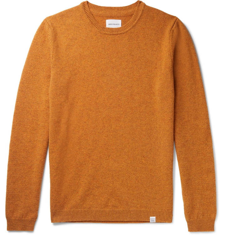 Photo: Norse Projects - Sigfred Mélange Brushed-Wool Sweater - Orange