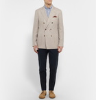 Brunello Cucinelli - Stone Double-Breasted Linen, Wool and Silk-Blend Blazer - Stone