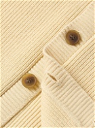 Maison Kitsuné - Logo-Appliquéd Ribbed Cotton-Blend Cardigan - Neutrals