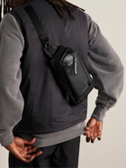 Master-Piece - Slick Logo-Appliquéd Leather and CORDURA® Barastec Nylon Sling Backpack