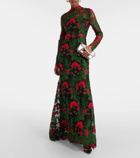 Oscar de la Renta Floral open-back guipure lace gown