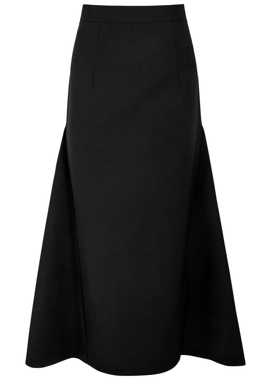 Huishan Zhang Vicky Tailored Wool Midi Skirt Black