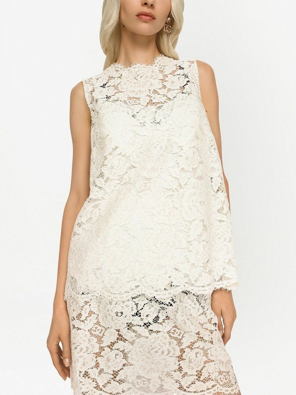 Dolce & Gabbana White Cotton Long Sleeves Ruffle Collar Top main image 1