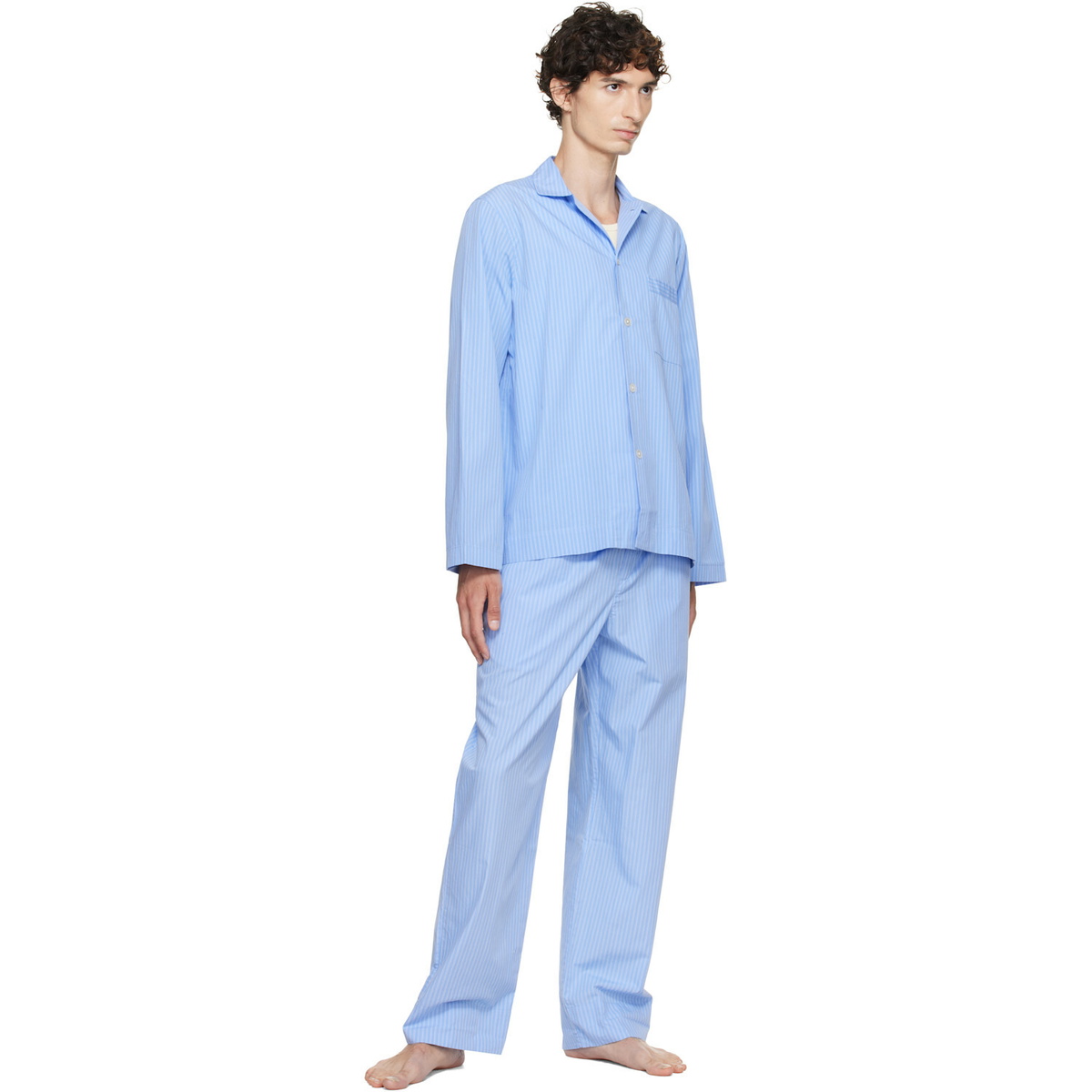 Tekla Blue Poplin Pyjama Pants