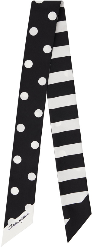 Photo: Dolce&Gabbana Black & White Polka-Dot & Striped Headscarf