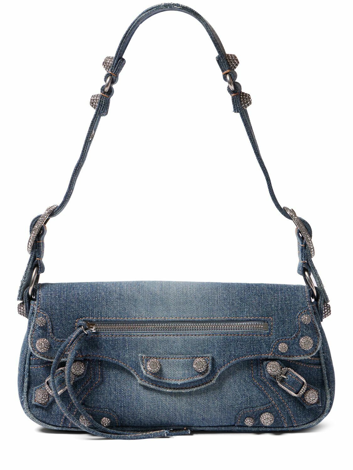 ショルダーバッグ・ポシェット BALENCIAGA LE CAGOLE SMALL SLING BAG DENIM WITH RHINESTONES Shop Balenciaga Le Cagole Small Sling Bag Denim With